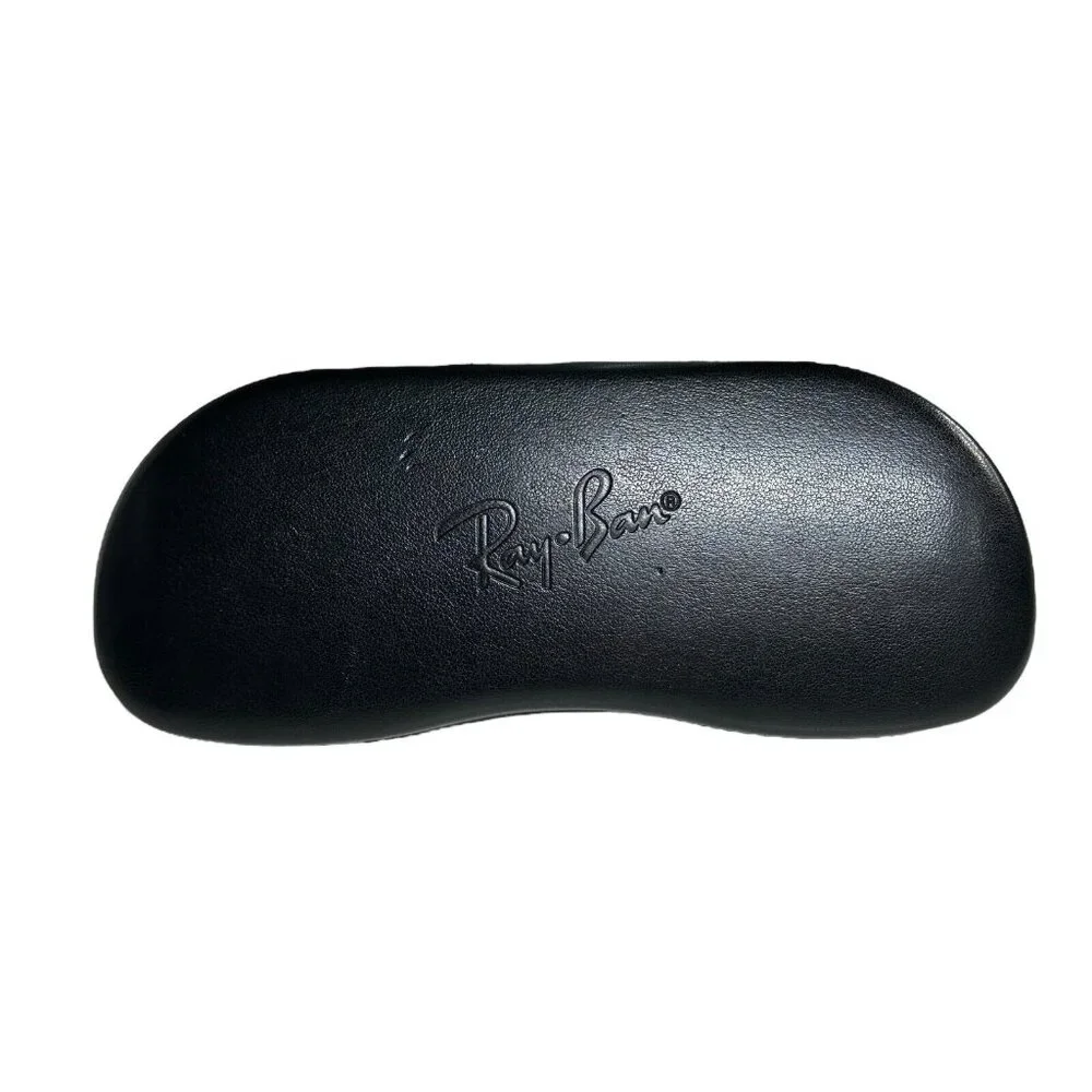 Genuine Ray Ban‎ Hard Clamshell Eyeglasses Case Black Faux Leather + Lens Cloth